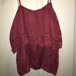 Burgundy off the shoulder blouse